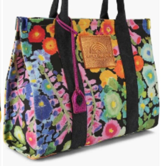 Kurt Geiger London LARGE SOUTHBANK TOTE BAG Floral Metallic Leather Accent - Picture 3 of 8